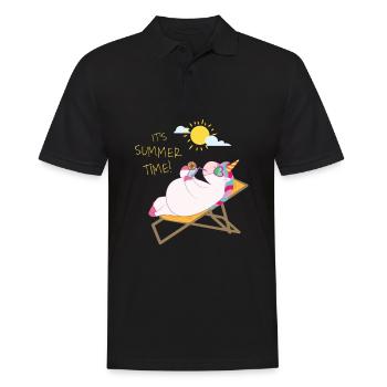 Unicorn relaxing at the beach / Einhorn - Men's Polo Shirt - black - Front - Kai (181cm)