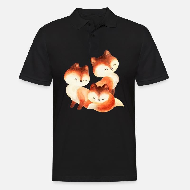 Fuchs Füchse Foxy Waldtier niedlich Rotfuchs süß - Männer Poloshirt - Schwarz