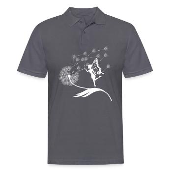Papillons design puste fleurs prairie coeurs fées - Polo Homme - charbon - Devant - Nico (186cm)