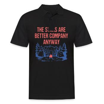 Stars are Better Company Wildlife Camping Outdoor - Männer Poloshirt - Schwarz - Vorne - Kai (181cm)