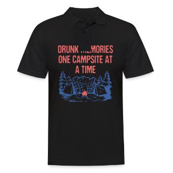 Drunk Memories Camping Amateur de bière Camper Drinker - Polo Homme - noir - Devant - Kai (181cm)