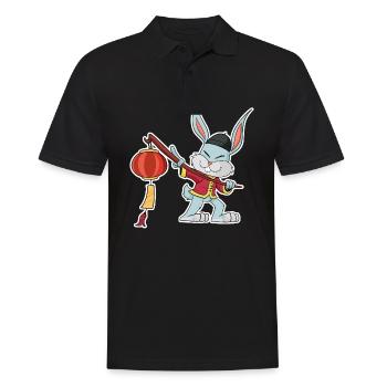 Joyeux Nouvel An chinois 2023 I Année du Lapin - Polo Homme - noir - Devant - Kai (181cm)
