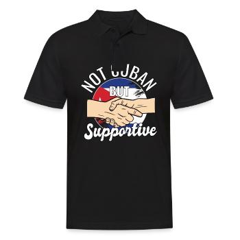 Pas cubain mais un voyageur de pays solidaire Cuba - Polo Homme - noir - Devant - Kai (181cm)