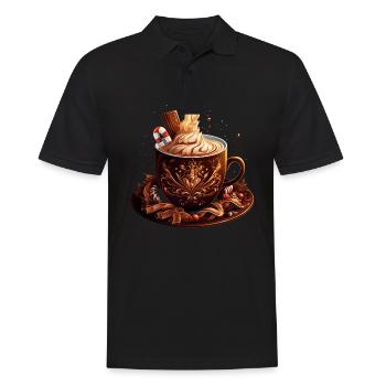Tasse à chocolat chaud I Amateur de chocolat I chaud - Polo Homme - noir - Devant - Kai (181cm)