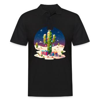 Noël du désert - cactus, arbre de Noël et - Polo Homme - noir - Devant - Kai (181cm)