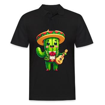 Cinco de Mayo Kaktus Mariachi Gitarrist - Männer Poloshirt - Schwarz - Vorne - Kai (181cm)