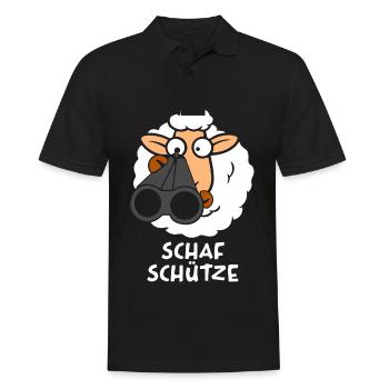 Lustiges Schaf Schafschütze Wortwitz Jäger Schütze - Männer Poloshirt - Schwarz - Vorne - Kai (181cm)