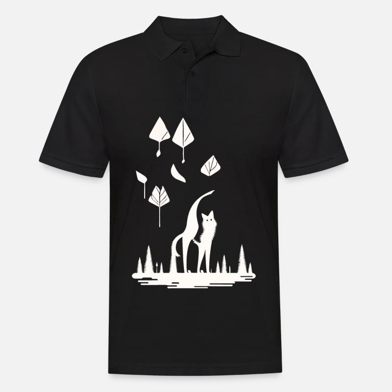 Fuchs im Blätterwald - Männer Poloshirt - Schwarz