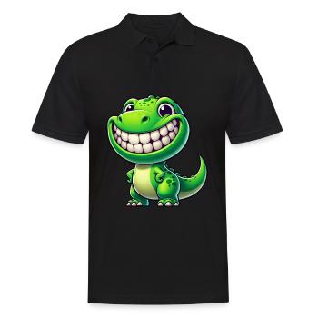 Dinosaure mignon T-Rex Cartoon Friendly - Polo Homme - noir - Devant - Kai (181cm)