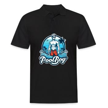 Poolboy , Bademeister , Rettungsschwimmer , Swimmi - Männer Poloshirt - Schwarz - Vorne - Kai (181cm)