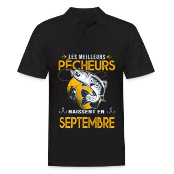 pêcheur Anniversaire Septembre cadeau pêche - Polo Homme - noir - Devant - Kai (181cm)