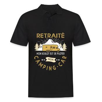 retraité camping6car cadeau humour retraite homme - Polo Homme - noir - Devant - Kai (181cm)