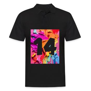 NR. 14 NUMMER 14 BUNT 14. GEBURTSTAG - Männer Poloshirt - Schwarz - Vorne - Kai (181cm)