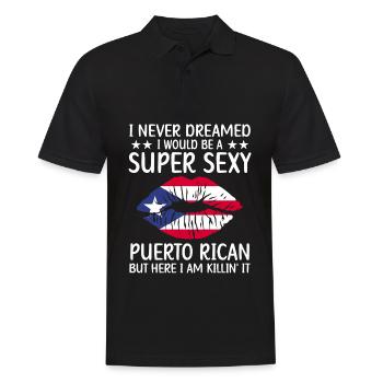 Puerto Rico | Puerto Ricaner Flagge Geschenkideen - Männer Poloshirt - Schwarz - Vorne - Kai (181cm)
