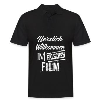 Herzlich Willkommen im Falschen Film - Männer Poloshirt - Schwarz - Vorne - Kai (181cm)