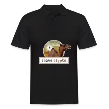 I LOVE CRYPTO Ethereum desert pyramid funny cool - Männer Poloshirt - Schwarz - Vorne - Kai (181cm)
