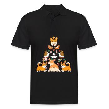 Cadeau d'amant de chien d'arbre de Noël drôle de corgi de Noël - Polo Homme - noir - Devant - Kai (181cm)