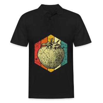 Erdbeere - Männer Poloshirt - Schwarz - Vorne - Kai (181cm)