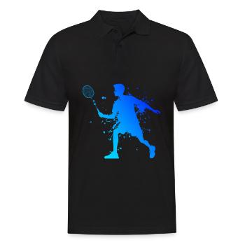 Herren Damen Badmintonspieler Federball Badminton - Männer Poloshirt - Schwarz - Vorne - Kai (181cm)