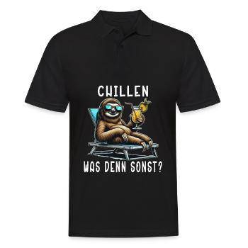 Chill mal dein Leben chillen Faultier Sloth Spruch - Männer Poloshirt - Schwarz - Vorne - Kai (181cm)