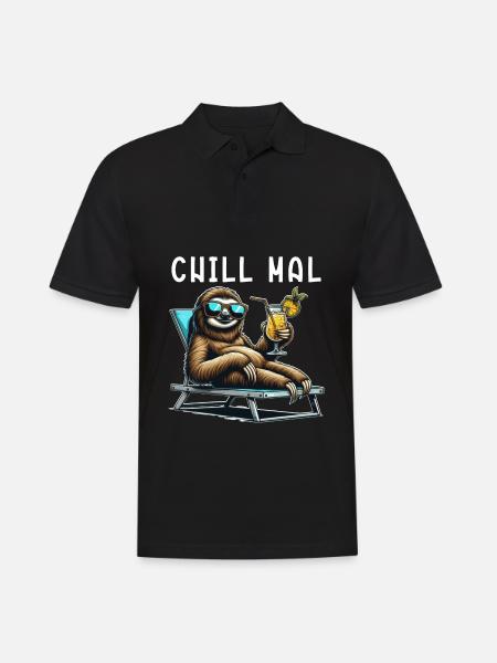 Chillen Faultier - chill mal - Männer Poloshirt - Schwarz
