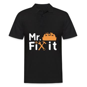 Er kann alles reparieren, Vatertag Papa kann alles - Männer Poloshirt - Schwarz - Vorne - Kai (181cm)