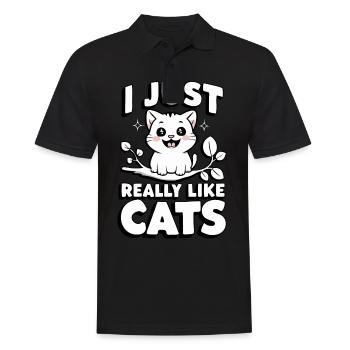Chat Chats Amoureux Chat Propriétaire Chaton - Polo Homme - noir - Devant - Kai (181cm)