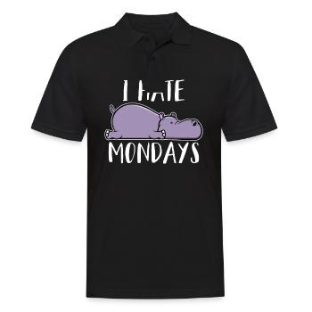 Ich hasse Montag Nilpferd I hate Mondays Bürohumor - Männer Poloshirt - Schwarz - Vorne - Kai (181cm)