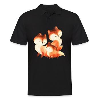 Fuchs Füchse Foxy Waldtier Familie Rotfuchs süß - Männer Poloshirt - Schwarz - Vorne - Kai (181cm)