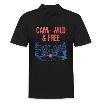 Camp Wild & Free Camping Hiking Camper Hiker - Men's Polo Shirt - black - Front - Kai (181cm)