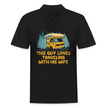 Loves Traveling With His Wife Traveler Husband - Men's Polo Shirt - black - Front - Kai (181cm)