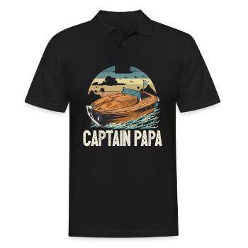 Captain Papa Pontoon King Motorboat Owner - Männer Poloshirt - Schwarz - Vorne - Kai (181cm)