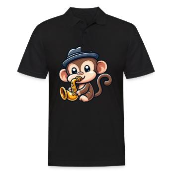 Chimpanzé au saxophone - Polo Homme - noir - Devant - Kai (181cm)