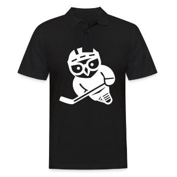 Hockey sur glace hibou silhouette harfang des neiges joueur - Polo Homme - noir - Devant - Kai (181cm)