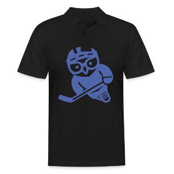 Eishockey Eule Silhouette Schneeeule Spieler - Männer Poloshirt - Schwarz - Vorne - Kai (181cm)