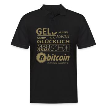 Geld alleine macht nicht Glücklich Bitcoin Sprüche - Männer Poloshirt - Schwarz - Vorne - Kai (181cm)