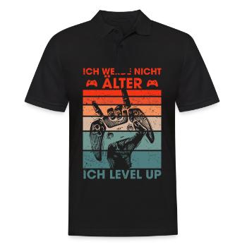 Ich werde nicht älter ich level up Gamer - Männer Poloshirt - Schwarz - Vorne - Kai (181cm)