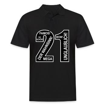 21. Geburtstag Wow Lustiges Motiv Nummer Ziffer 21 - Männer Poloshirt - Schwarz - Vorne - Kai (181cm)