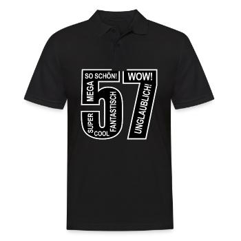 57. Geburtstag Wow Lustiges Motiv Nummer Ziffer 57 - Männer Poloshirt - Schwarz - Vorne - Kai (181cm)