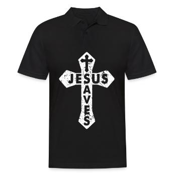 Jésus Christ - Polo Homme - noir - Devant - Kai (181cm)