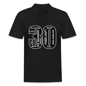 30. Geburtstag Wow Lustiges Motiv Nummer Ziffer 30 - Männer Poloshirt - Schwarz - Vorne - Kai (181cm)