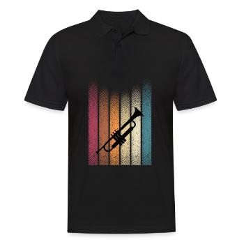 Retro Vintage Trompete Trompetenspieler - Männer Poloshirt - Schwarz - Vorne - Kai (181cm)
