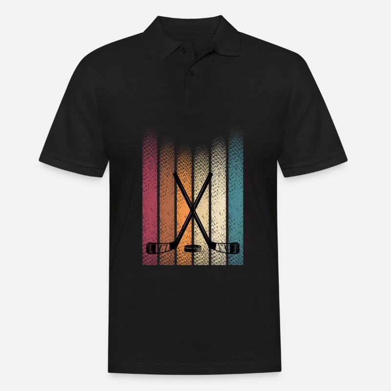 Retro Eishockey - Männer Poloshirt - Schwarz