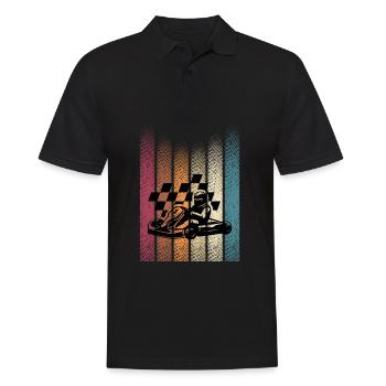 Retro Gokart Motorsport Kartbahn Gokart Fahren - Männer Poloshirt - Schwarz - Vorne - Kai (181cm)