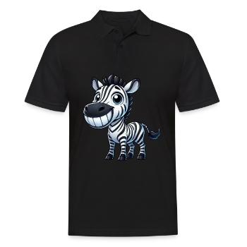 zèbre sourire dent dessin animé bonheur joie rire - Polo Homme - noir - Devant - Kai (181cm)