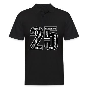 25. Geburtstag Wow Lustiges Motiv Nummer Ziffer 25 - Männer Poloshirt - Schwarz - Vorne - Kai (181cm)