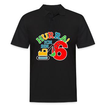 6. Geburstag Bagger - Männer Poloshirt - Schwarz - Vorne - Kai (181cm)