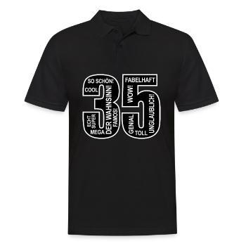 35. Geburtstag Wow Lustiges Motiv Nummer Ziffer 35 - Männer Poloshirt - Schwarz - Vorne - Kai (181cm)