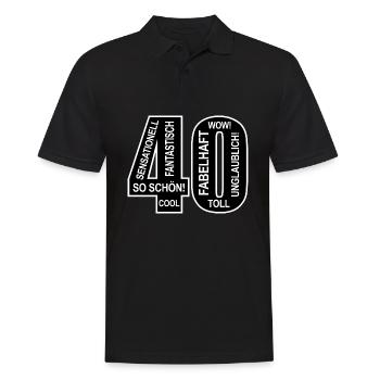 40. Geburtstag Wow Lustiges Motiv Nummer Ziffer 40 - Männer Poloshirt - Schwarz - Vorne - Kai (181cm)