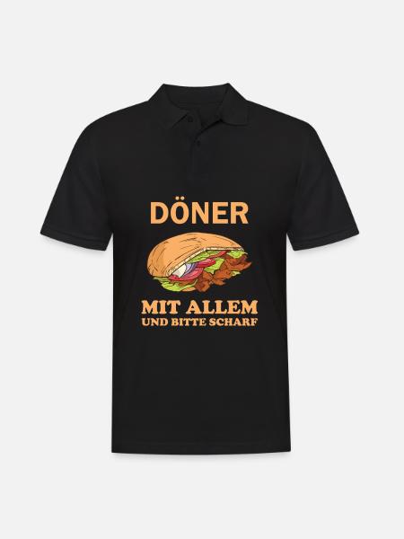 Bitte ein Döner mit Allem lustige Döner Sprüche - Männer Poloshirt - Schwarz